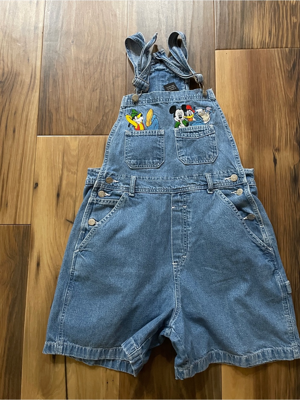 Disney Blue Denim Short Overalls with Mickey & Friends Embroidery - Picture 9 of 14